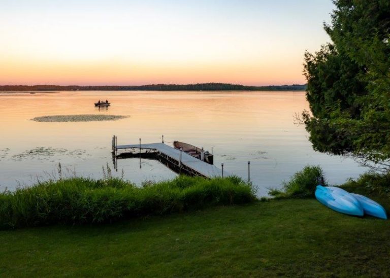 Sunset over the calm lake